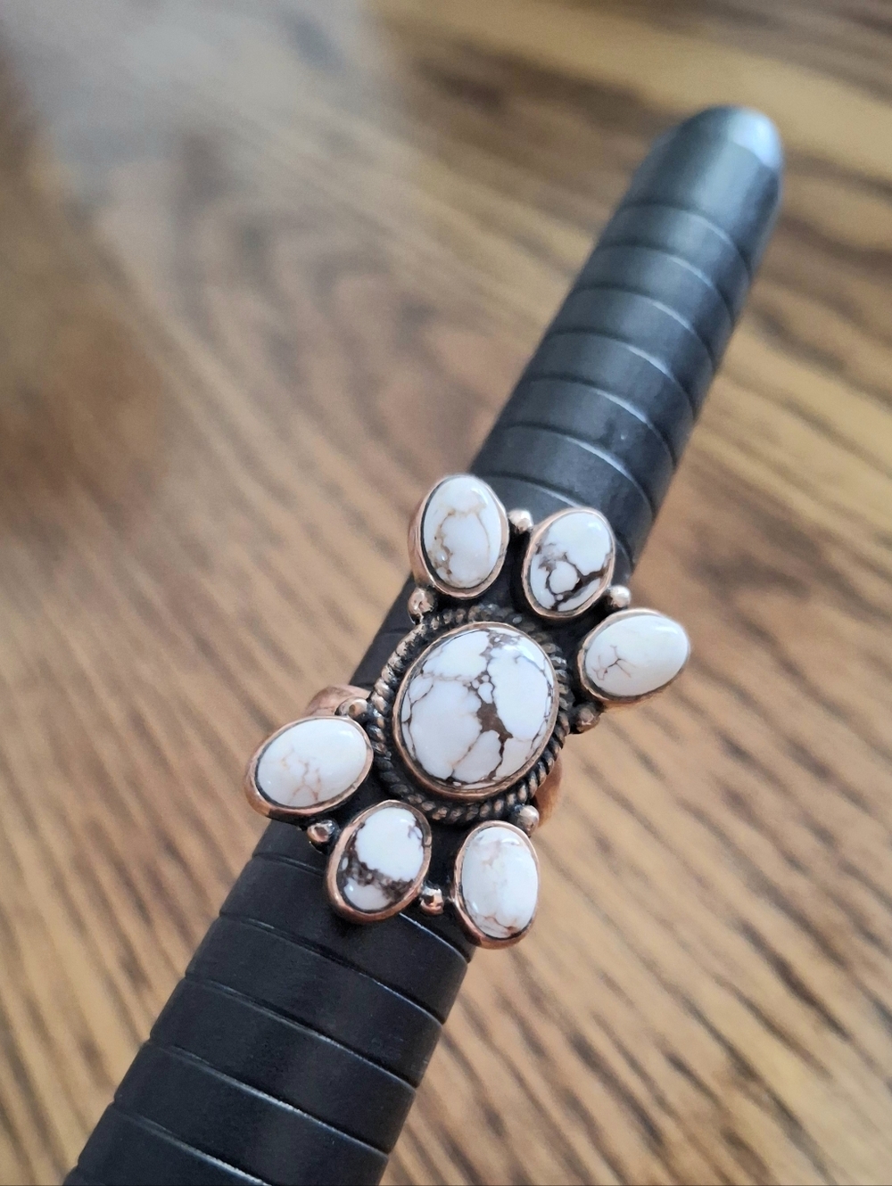 Wild Horse Jasper Cluster Ring Copper Framing And Adjustable Band 5-6-7-8